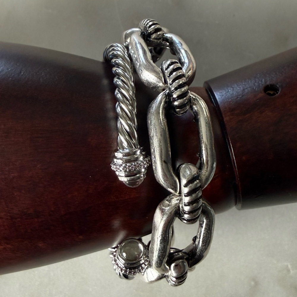 Silver Chain Link & Cuff Bracelets